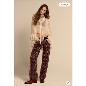 Free People We The Free NWT Tennessee Low-Rise Printed Brick Corduroy Pants 27